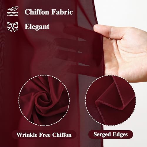 Wedding Arch Draping Fabric, 1 Panel 18FT Burgundy Sheer Backdrop Curtain Chiffon Fabric Drapery Voile Scarf Draping Panels for Wedding Archway Ceremony Curtain Valance Party Decoration - color: Burgundy Drapes Curtain, size: (1 Panel )6 Yards/18ft