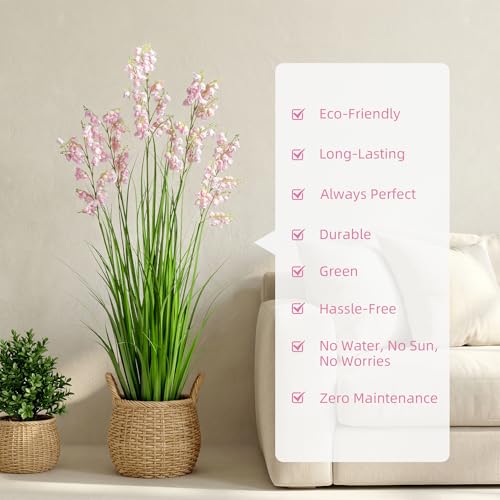 Ttranewsoo Green Onions Home Decor Fake Plants Lily of The Valley Snake Plant Home DéCor Accents Artificial Grass Room Decor Artificial Plants Indoor Artificial Grass 47" 2PCS（Pink） - color: 120cm Pink-2pcs