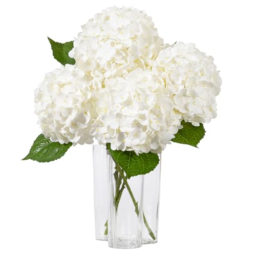 DuHouse 3Pcs Large Hydrangea Artificial Flowers,20 inch Latex Real Touch Hydrangeas Lifelike Hydrangea Flower for Home Wedding Bouquets Centerpieces Party Living Room Decoration(White) - color: White, size: 3pcs