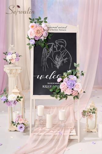 Serwalin Artificial Pink & Purple Flowers, Silk Fake Flowers for DIY Wedding Bouquets Cake Flower, Table Centerpieces Baby Shower Birthday Party Home Decorations - color: Pink & Purple, size: Grand