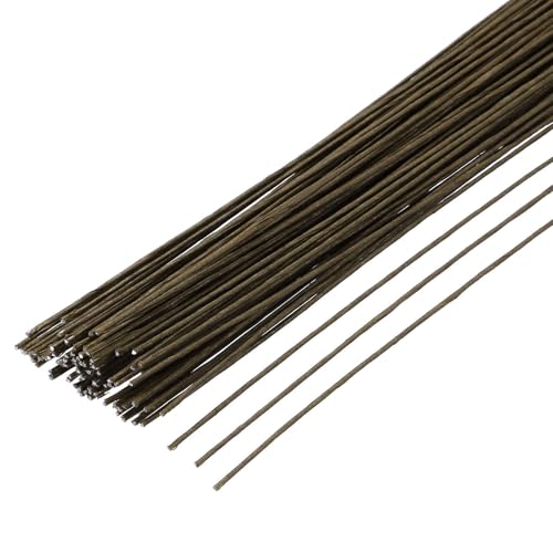 MECCANIXITY 100pcs Brown Floral Wire Stems Bendable 0.55mm 24 Gauge Florist Wire for Artificial Flower Making Crafts Wreaths Supplies - color: Brown, size: 0.55mm