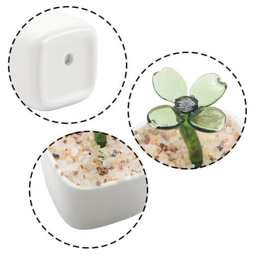 Green Glass Four-Leaf Clover Planter 3.5 Inch Potted Faux Clover for Desk Decor Home Aesthetics - color: Four-leaf Clover