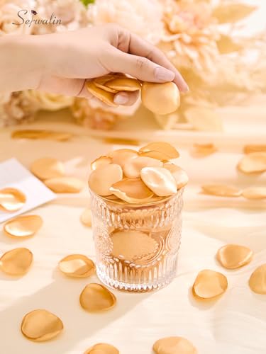 Serwalin 300Pcs Silk Rose Petals Fake Flower Petals Champagne Gold Artificial Rose Petals for Weddings Proposal Flower Girl Petals Aisle Flower Girl Basket Runner Bridal Shower Table Decor - color: Aq Champagne Gold, size: 300pcs