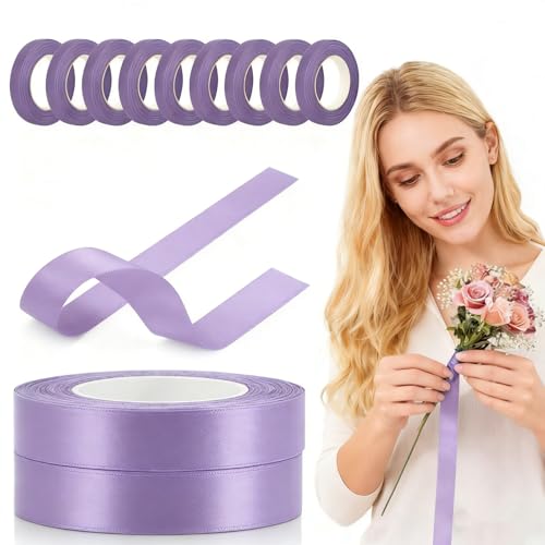 Floral Tape 12 Rolls 1/2 Inch x 20 Yards Self-Sealing Adhesive Purple for Wrapping Flower Stems, DIY Bouquets, Eternal Roses, Crafting and Gift Making - color: 12 Rolls Purple