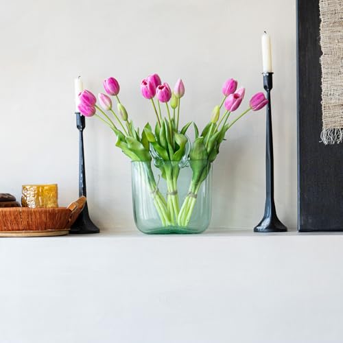 Artificial Tulips Flowers,Soft Touch Latex Bouquet, Fake Tulips,Spring Wedding Home Room Table Centerpiece Decor - color: 15pcs Peachblow(no Vase)