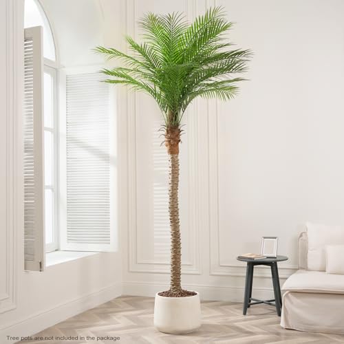Artificial Phoenix Palm Tree 8ft Tall Outdoor Indoor Decor Fake Plants with 18 Adjustable Leaves, Large Faux Sago Palm Tree for Home Office Living Room Yard Outside Patio Poolside (2, 8ft) - size: 8ft