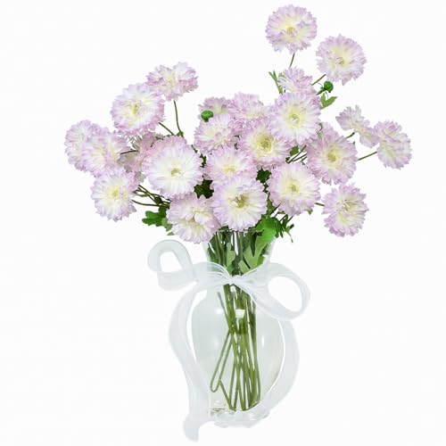 Coferset 6pcs Artificial Silk Mums Flowers Realistic Chrysanthemum Stems 22" Fake Gerbera Daisy for DIY Bouquet Centerpieces Floral Arrangements Vase Fillers Wedding Shower Decorations(Purple) - color: Purple
