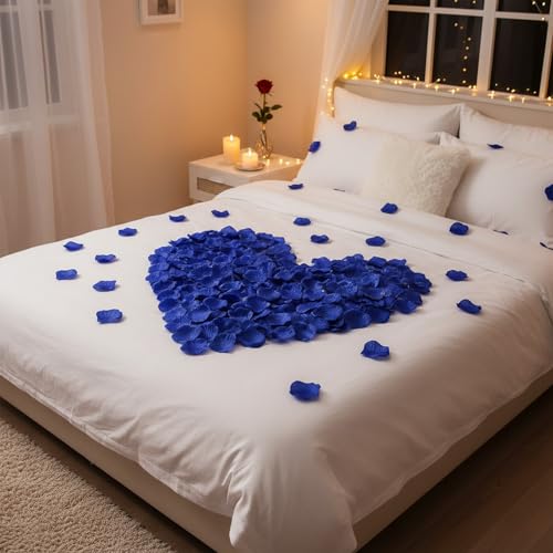 1000 Pcs Rose Petals Artificial Silk Flower Petals Romantic Decorations for Wedding Engagement Birthday Event Anniversary Party Backdrop Supplies Dark Blue - color: Dark Blue