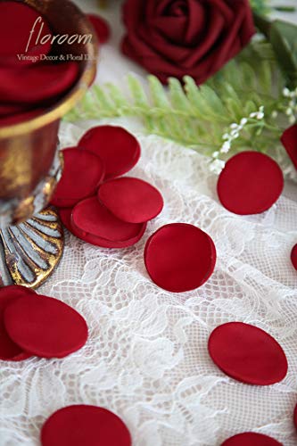 Floroom 500pcs Rose Petals Dark Red Faux Silk Flower Petals for Wedding Flower Girl Basket Aisle Scatter Dinner Table Centerpieces Party Confetti Bridal Shower Romantic Night Decoration - color: Dark Red, size: 500pcs