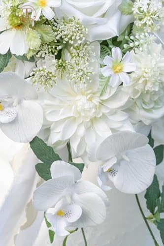 TINGE TIME 11 Inch Wedding Bouquets for Bride, IvoryWhite Artificial Flowers Bouquet, Brides & Bridesmaids Bouquet for Wedding Anniversary Ceremony Bridal Shower Decorations - color: Ivorywhite