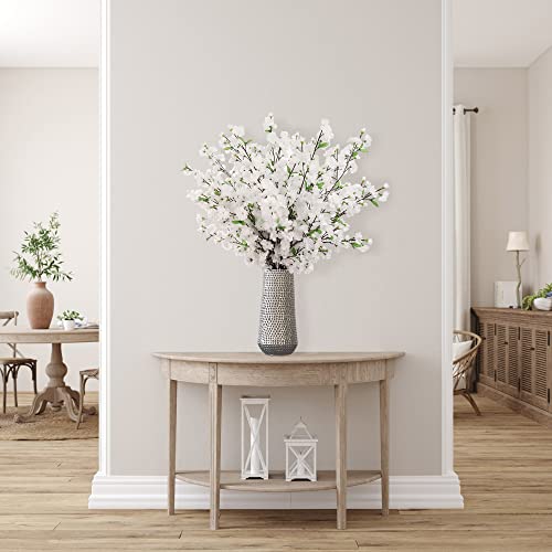 Larksilk 40" White Cherry Blossom Branch – Tall Artificial Sakura Stem for Floor Vases, Wedding Arches & Spring Home Decor | Real-Touch Faux Japanese Cherry Blossom for Centerpieces - color: White
