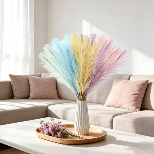 50Pcs Easter Pampas Grass Decor Pastel Color Artificial Easter Decor for Home, Spring Decorations for Table Centerpieces, Vases, and Basket, and Christmas - color: Mixed Color2