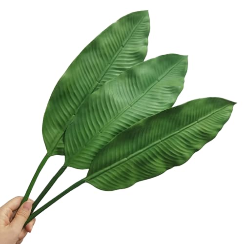 3Pcs 37.5“Large Banana Tree Artificial Plant Leaf,Fake Green Plants,Artificial Palm Leaf,Artificial Greenery Leaves for Home Kitchen Garden Wedding Party Tropical Leaves Decor