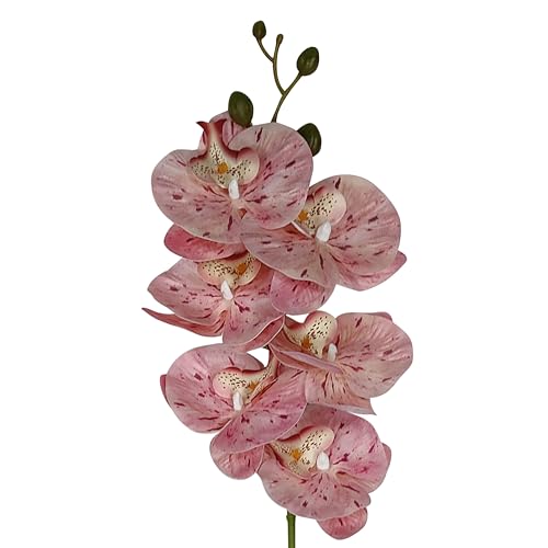 ATFL 10 Pack Tickled Pink Orchid Artificial Flowers Real Touch, 27'' Artificial Fake Faux Silk Orchid Stem Bouquets for Wedding Party Home Garden Decor (excluding the vase) - color: Tickled Pink