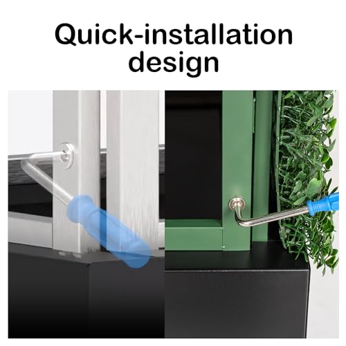 Artificial Boxwood Hedge Wall,Greenery Fake Faux Grass Backdrop Divider with Black Steel Planter Box,Outdoor Privacy Panels for Patio,Balcony,Restaurant,Garden,Party Décor 48" WX48 HX14 D - size: 48"WX48"HX14"D