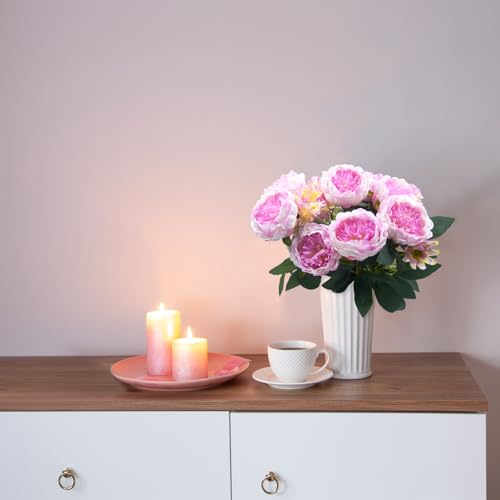 Peonies Artificial Flowers, Fake Peony Bouquet, Realistic Faux Peony Silk Flowers for Wedding, Home Décor, and Table Centerpieces – Ideal for Arrangements and Special Occasions 2 Bouquets (Light Pink) - color: Light Pink