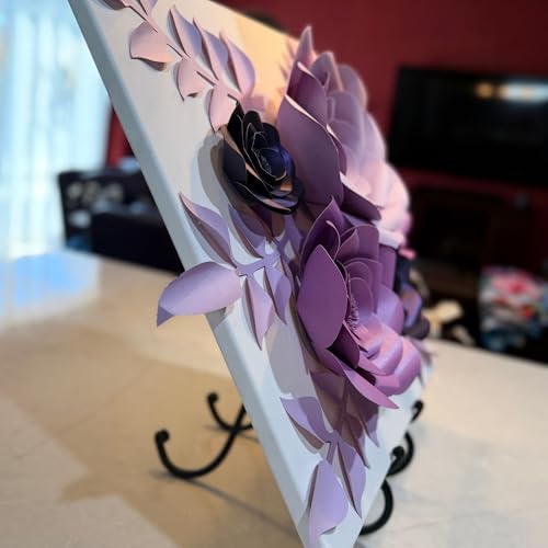 Rainbows & Lilies 10pc Large Paper Flowers Decorations for Wall – 3D Flower Wall Backdrop for Nursery, Girls Room, Baby Shower, Wedding, Bridal Shower – Pre-Assembled Reusable Purple Rose Decor Set