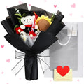 Graduation Crochet Flower Bouquet Set Includes Stuffed Bear Knitted Sunflower Daisy Eucalyptus Greeting Card Gift Bag 2026 Black Flower Bouquet Graduation Gift - color: Black, style: Stuffed Bear and Sunflowers