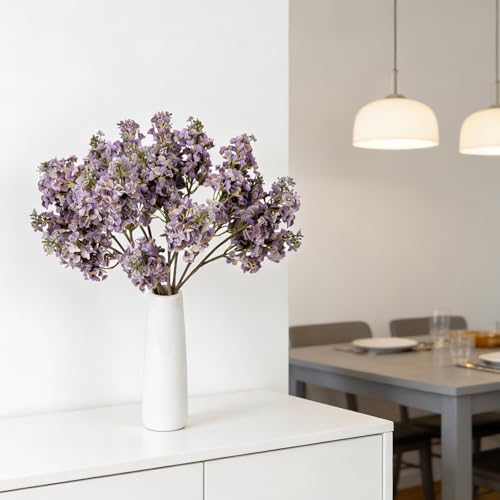 4PCS 25.6inch Lilac Artificial Flowers Light Purple Fake Delphinium Long Stem Real Touch Flower Faux Lilac Floral Arrangement for Tall Vase Table Centerpieces Wedding Home Decoration（Light Purple） - color: 25.6inch Light Purple