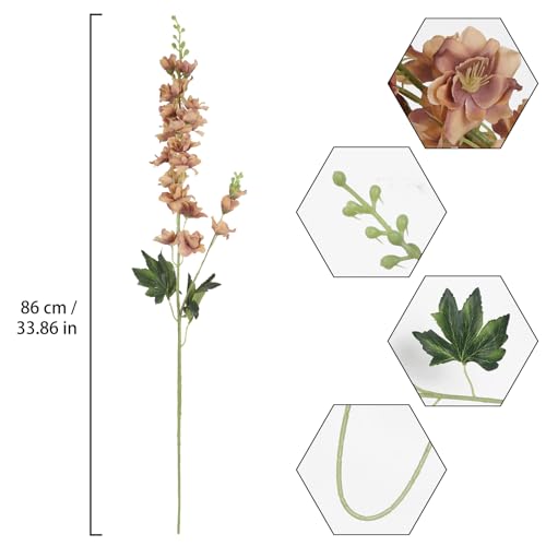 8PCS Delphinium Artificial Flowers 33.5'' Larkspur Silk Flowers Faux Long Stem Flowers for Wedding Table Centerpieces Home Garden Decor(Brown) - color: Brown