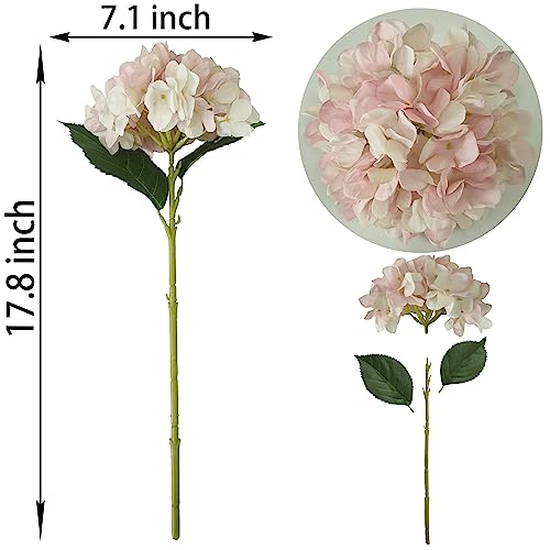 Pink Hydrangea Artificial Flowers,6 Pcs Faux Pink Hydrangea Flowers, Artificial Hydrangeas Flowers with Stems,Fake Hydrangea Flowers, Hydrangea Silk Flowers (6, Pink) - color: Pink
