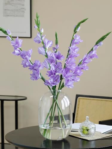 Purple Gladiolus Artificial Flowers 33.07 in Long Artificial Flowers Gladiolus Flowers 5 PCS Silk Fake Flowers Faux Gladiolus for Home Wedding Garden Arrangement Decor - color: Purple