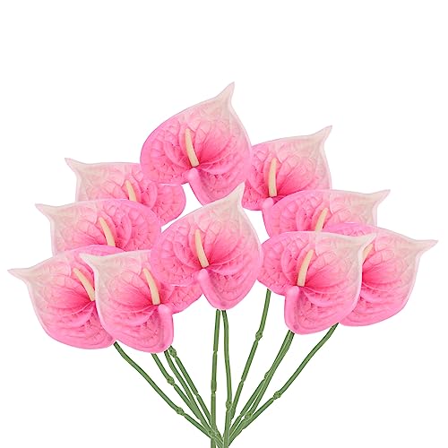 PATIKIL 13" Artificial Anthurium Lily Flowers, 10 Pack Permanent Flower Floral Arrangements Bouquet for Home Decor Bridal Wedding Festival Party, Light Pink - color: Light Pink
