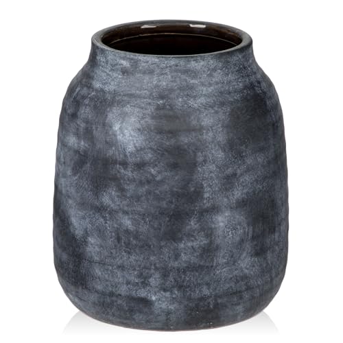 Briful Ceramic Flowers Vase Home Decor, Kitchen Dining Farmhouse Table Vases, Rustic Vintage Living Room Bathroom Bedroom Decorations for Office Coffee Desk Fireplace Shelf Mantel (8.3” Tall) - color: Lightslategray, size: 8.3 Inch