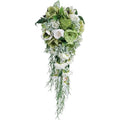 9.1 Inch Cascading Bridal Bouquet Waterfall Cascade Wedding Bouquet Bride with Artificial Rose Peony Flower Rustic Boho Wedding Ceremony Bouquet Sage Green - color: Sage Green
