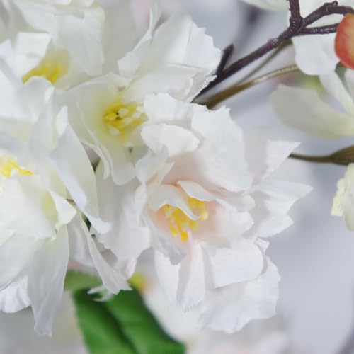 5FT Artificial Cherry Blossom Tree, Faux Sakura Tree in Nursery Pot, Realistic Fake Flower Tree for Indoor Home Decor, Artificial Floor Plant for Living Room, Entryway, Office, Wedding Decoration - color: White, size: 5ft