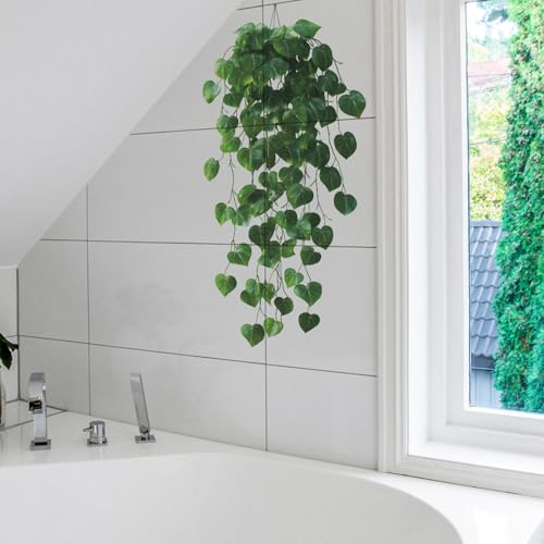 2 Sheets Green Plants Leaves Wall Decals Peel and Stick Hanging Vines Wall Stickers Removable Vinyl Waterproof Wall Decor for Bedroom Living Room Bathroom Classroom Decorations - style: Green Plants Leaves
