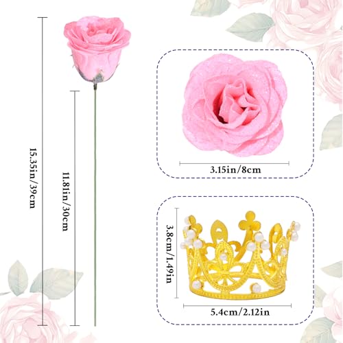 Waipfaru Pink Glitter Roses Bouquet, DIY Flowers Bouquet, Birthday Gifts for Women Mom Grandma Wife Girlfriend, 36 Pcs Fake Rose for Valentines, Mothers Day, Anniversary, Graduation Gifts - color: Pink, size: 36pcs