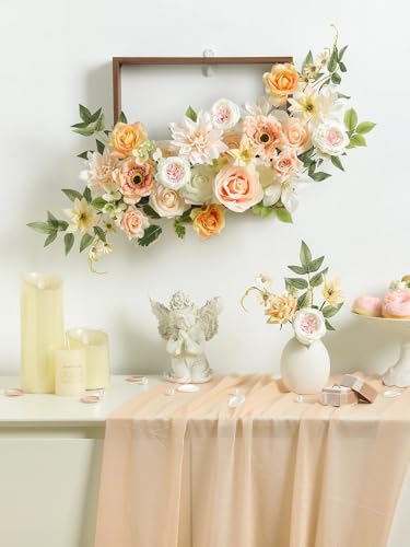 Artificial Flowers,Champagne White Pink Silk Fake Flowers for DIY Wedding Bridal Bouquets, Wedding Cake Flowers for Table Centerpieces Baby Shower Birthday Party Home Decorations - color: Champagne White Pink