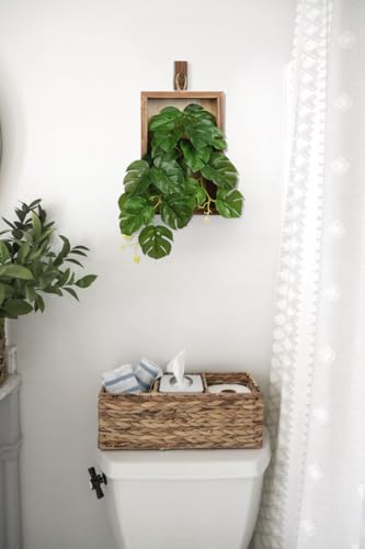 DILATATA Artificial Hanging Plants with Wooden Frame 2 Pack Faux Monstera Leaves Hanging Vine Greenery Plants for Living Room Bedroom Farmhouse Office Home Decor