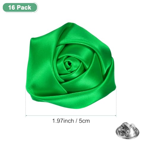 M METERXITY 16-Pack Lapel Pin for Men, Handmade Flower Brooch Button Pins for Men Suits, Formal Boutonnieres for Wedding/Groom/Corsage - color: Dark Green