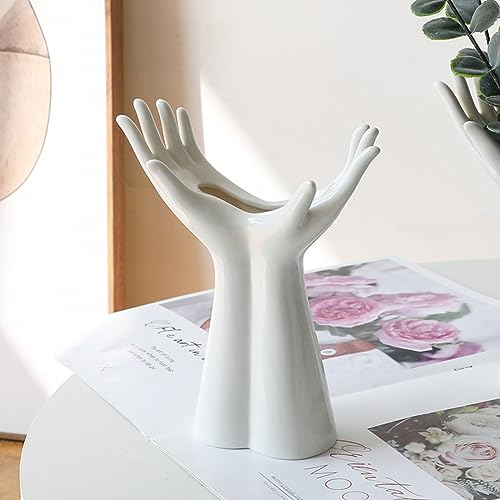 White Ceramic Hand Vase, Arm Bud Flower Vase Cute Unique Boho Minimalism Female Form Body Aesthetic Decorative Modern Nordic Style for Home Living Room Office Decor (Medium) - color: D(medium)