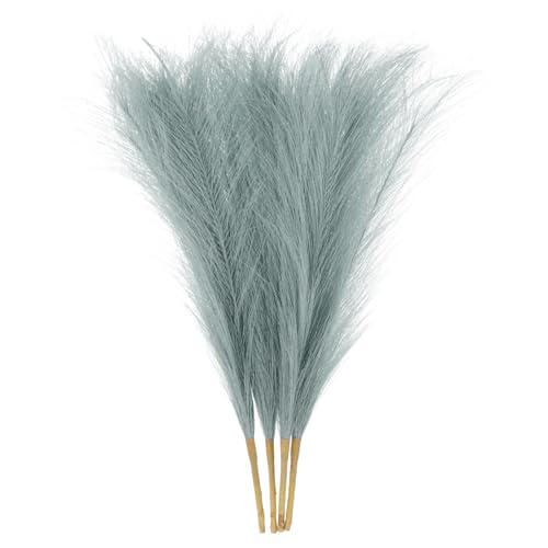 uxcell 4pcs Faux Pampas Grass 17 Inch 6 Stem Artificial Fake Dried Pampas Grass Decor for Floor Vase Filler, Wedding Decoration, Home Decoration, Dark Grey - color: Dark Grey