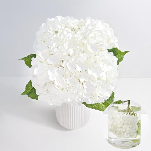 MARTINE MALL 4Pcs 21in Hydrangea Artificial Flowers, Latex Real Touch Hydrangeas Lifelike Large Hydrangea Flowers for Home Decor Party Arrangements Wedding Bouquets Centerpieces (White) - color: White, size: 4Pcs