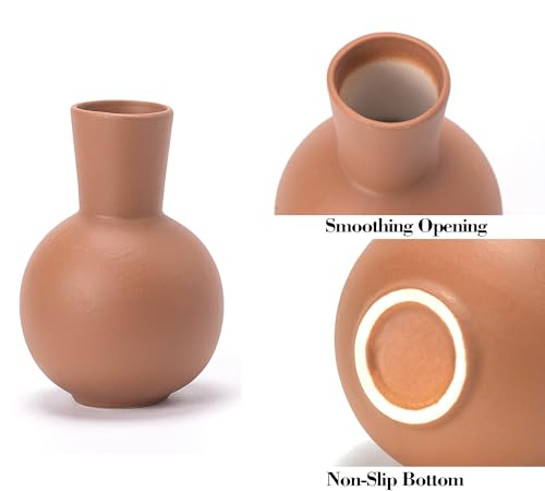 Ceramic Vase Home Decor Small Flowers Vase Set of 4 Living Room Decoration Bookshelf Bedroom Office Kitchen Dining Table Modern Farmhouse - color: 08 Reddish Brown/Orange/Brown/Beige
