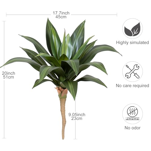 Artificial Agave Plant 20Inch Artificial Agave Plants Outdoor Set, Large Fake Plants Indoor for Home Decor, Realistic UV Resistant Faux Succulents Plants Without Pot, Set of 2 - color: Agave, size: 22in