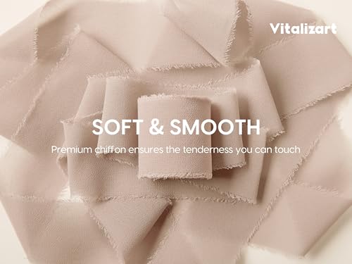 Vitalizart Fall Handmade Chiffon Silk Ribbon Fringe 1.5" x 21 Yd Terracotta Frayed Edges Ribbons for Wedding Invitations Bridal Bouquets Gifts Wrapping Crafts Holiday Party Decorations - color: Fall