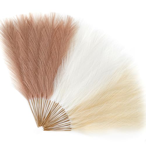 Alecono 𝟯𝟬𝙋𝙘𝙨 Pampas Grass, 17" Artificial Pampas Grass Stems for Boho Home Wedding and Party Decoration(Lvory, Beige, Sand) - color: Lvory, Beige, Sand, size: 30pcs