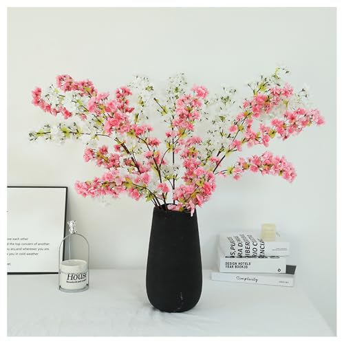 3Pcs Artificial Cherry Blossom Branches - Pink Silk Faux Peach Flowers Stems Fake Plants for Vase Home Wedding Centerpieces Spring Garden Decoration (Pink) - color: Pink
