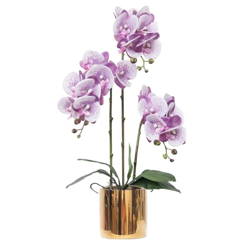 Artificial Orchid Flowers Set Fake Phalaenopsis Flower Faux Butterfly Orchid Real Touch Orchid for Wedding Home Office Party Hotel Yard Decoration Restaurant - color: Purplish White Spot