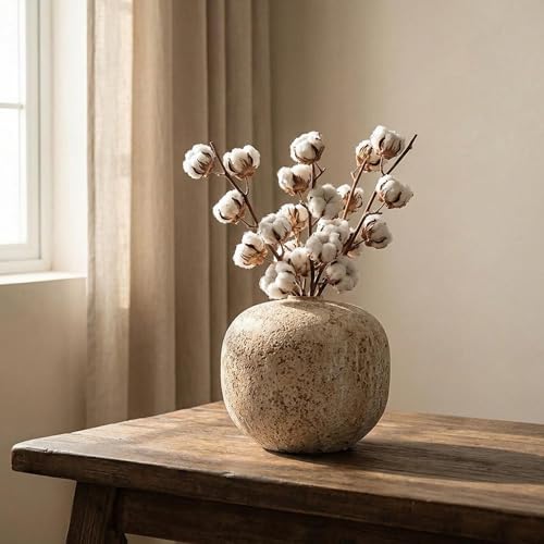 Ceramic Rustic Farmhouse Vase,Extra Large Terra Cotta Vase, Huge Pottery Decorative Flower Vases for Living Room Entryway Table Centerpiece Decor(8.7'' X 9.5'' x 9.5'') - color: Pellets