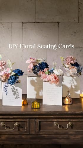 Ling's moment Fake Flowers Box, Faux Artificial Greenery Stems Foam Roses Silk Orchid Ranunculus Fabic Flower for Centerpieces Bouquet Wedding Vase Decorations, Dusty Rose & Navy, Grand Combo - color: Pk-dusty Rose & Navy, size: Grand