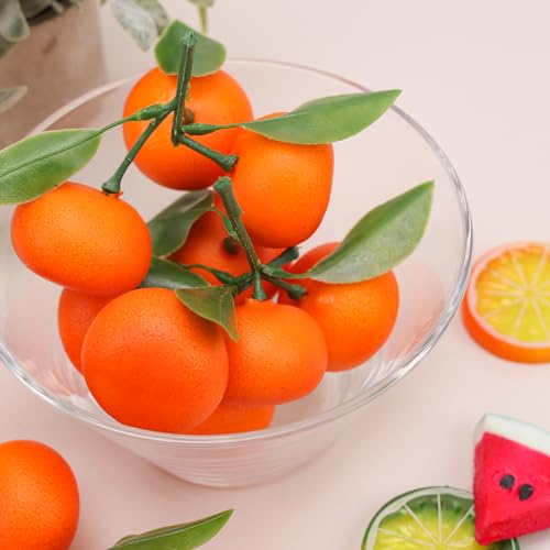 Gresorth Artificial Mini Bunch Orange Decoration Lifelike Tangerine Realistic Fake Citrus with Leaves Fruit Model Home Party Décor 5 Clusters - color: 5 Clusters