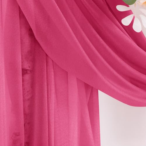 DeZerlor Wedding Arch Draping Fabric 29" x 20 FT Drapes for Backdrop Sheer Curtains for Romantic Bridal Baby Shower Decorations Ceremony Birthday Party Outdoor Events, Hot Pink - color: Hot Pink