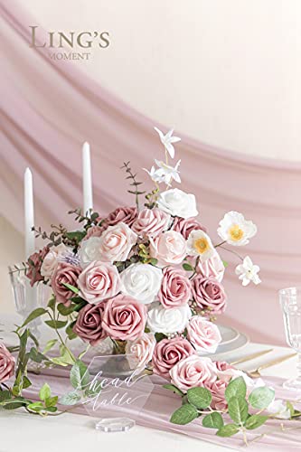 Ling's Moment Artificial Flowers, 25Pcs 3" Roses in Dusty Rose Shades, Realistic DIY Foam Floral Decor for Wedding Bouquets/Centerpieces, Outdoor Party Backdrops, Room/Table, and Garden/Pot Decoration - color: Shades of Dusty Rose, size: 25Pcs