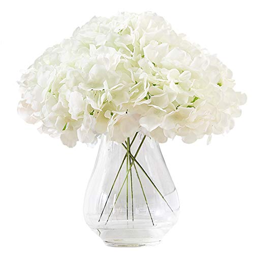Hydrangea Silk Flower White 10 Heads Artificial Hydrangea Silk Flowers Head for Wedding Centerpieces Bouquets DIY Floral Decor Home Decoration with Long Stems - White - color: 10pcs Ivory, size: Large